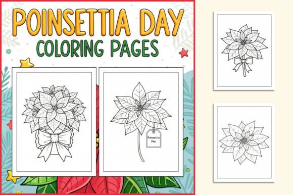 Poinsettia Day Coloring Pages for Kids