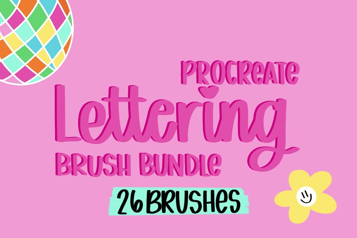 Procreate Brush Bundle 26 lettering brushes beginner intermediate iPad