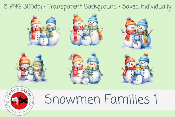 Snowmen Families 1 – 6 PNG Clipart