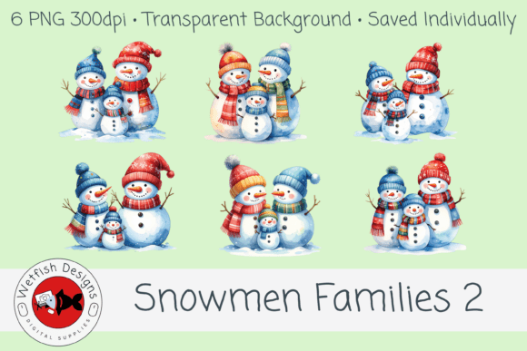 Snowmen Families 2 – 6 PNG Clipart