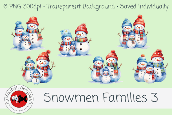 Snowmen Families 3 – 6 PNG Clipart