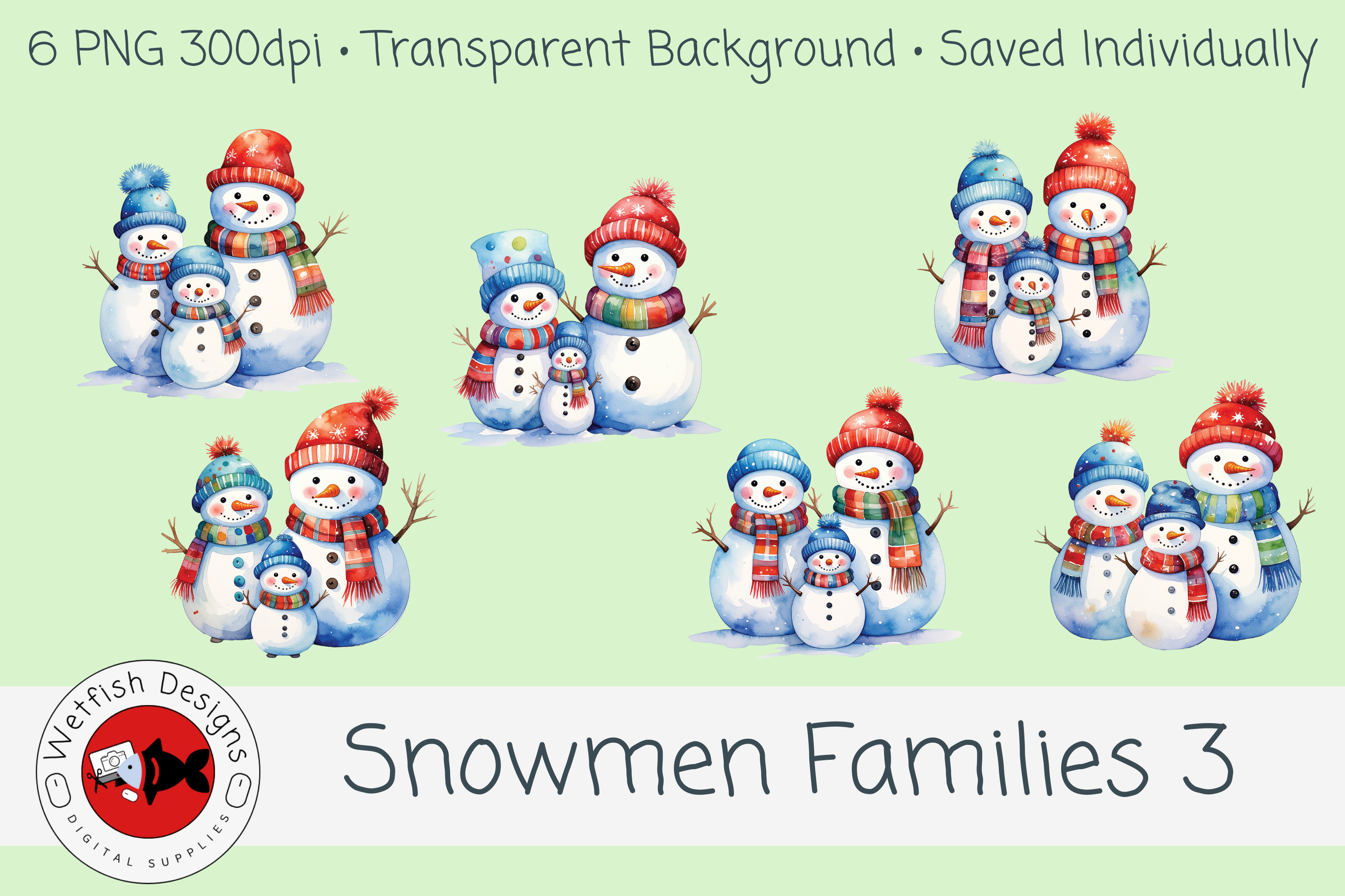Snowmen Families 3 – 6 PNG Clipart