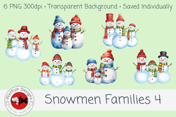 Snowmen Families 4 – 6 PNG Clipart