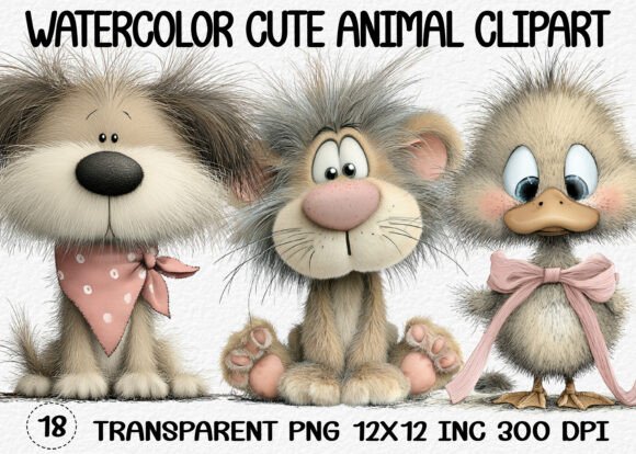 Watercolor Cute Animal Clipart