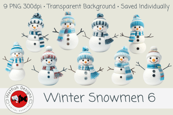 Winter Snowmen 6 – 9 PNG Clipart