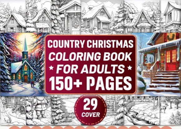 Adults-Country Christmas Coloring Pages