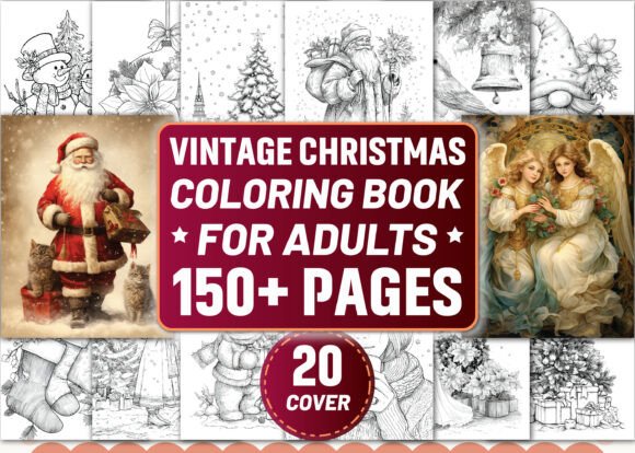 Preview of Adults-Vintage Christmas Coloring Pages coloring pages for adults