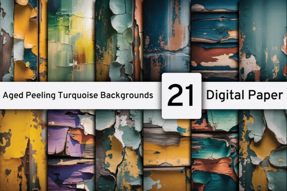 Aged Peeling Turquoise Digital Paper