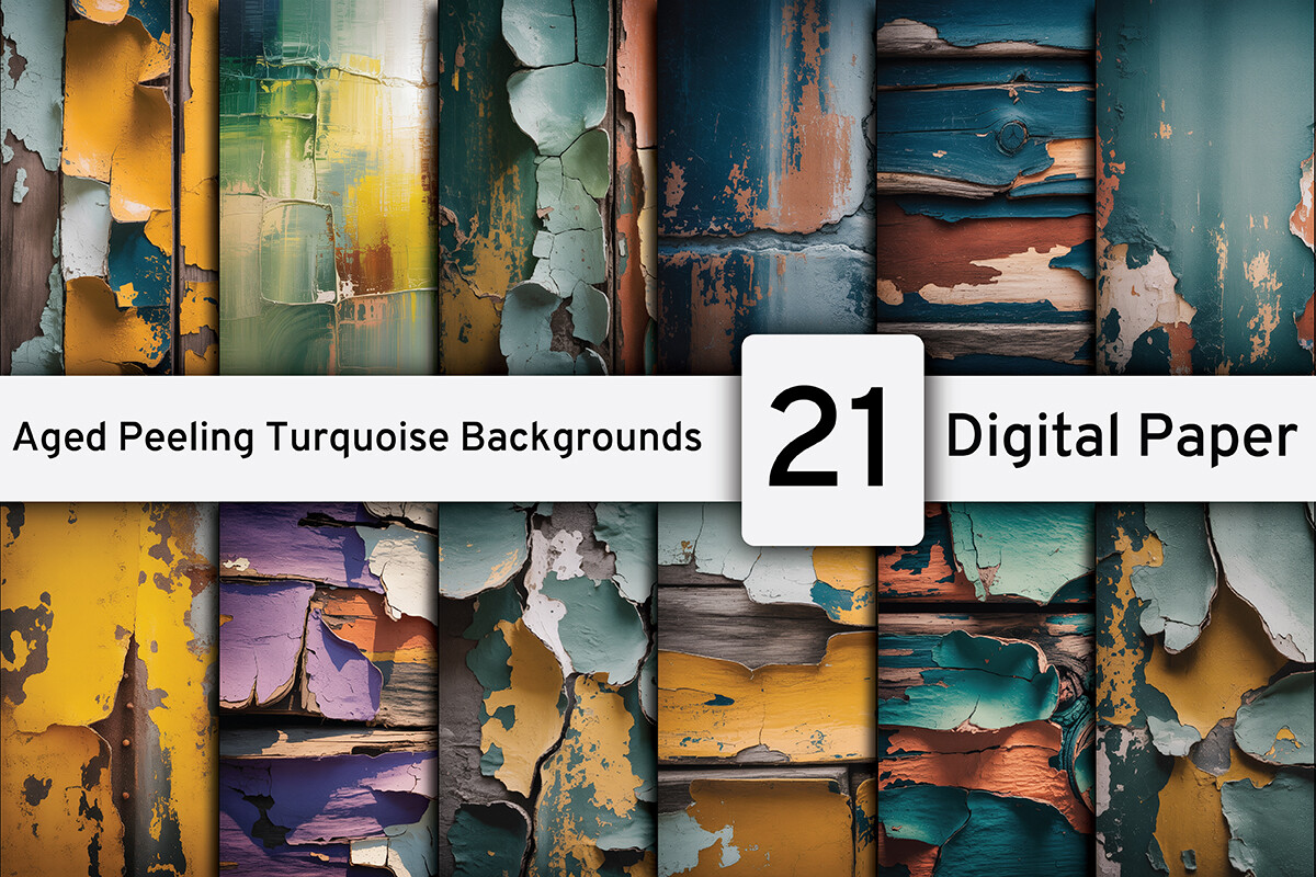 Aged Peeling Turquoise Digital Paper