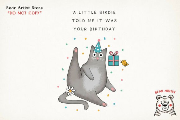 Birdie Cat Birthday, Funny Birthday