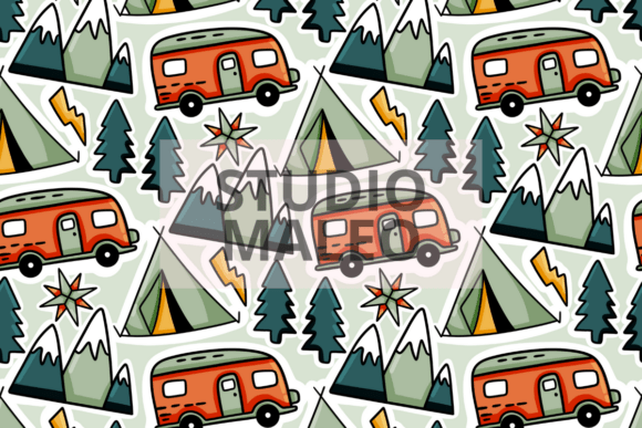 Camping Adventure Van Life Seamless