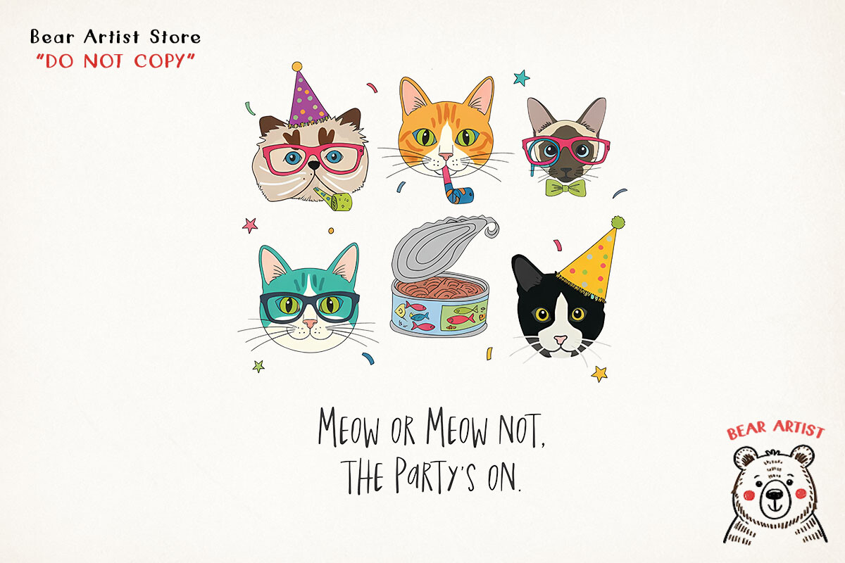 Cute Party Cats, Funny Birthday