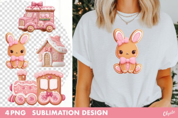 Gingerbread Sublimation. Pink Christmas