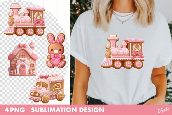 Gingerbread Sublimation. Pink Christmas