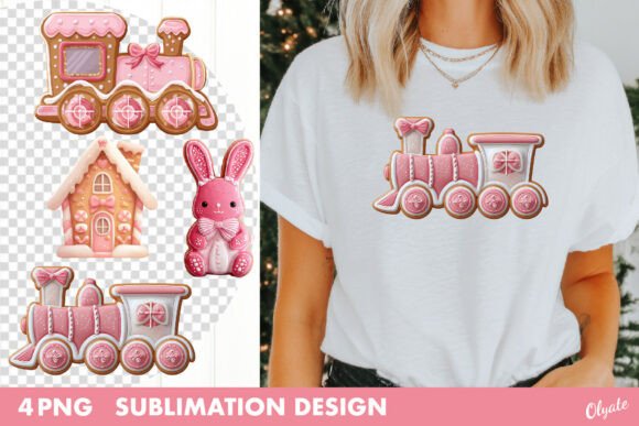Gingerbread Sublimation. Pink Christmas