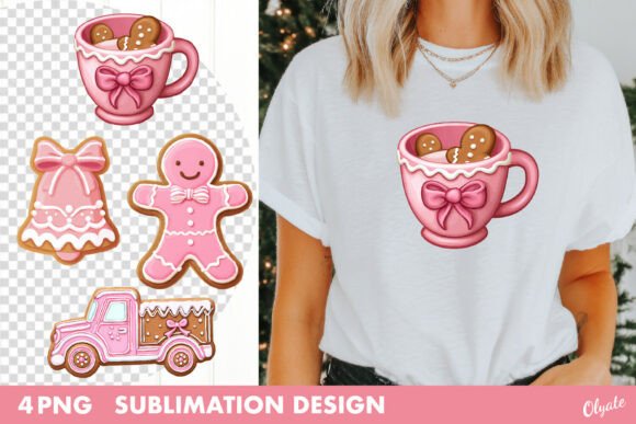 Gingerbread Sublimation. Pink Christmas