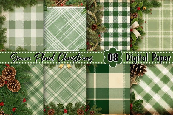 Green Plaid Christmas Background