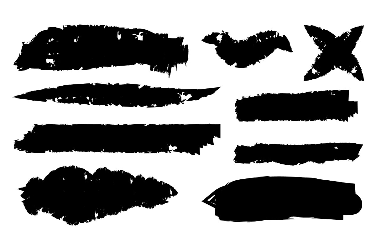 Hand-Drawn Grunge Brush Strokes and Ink