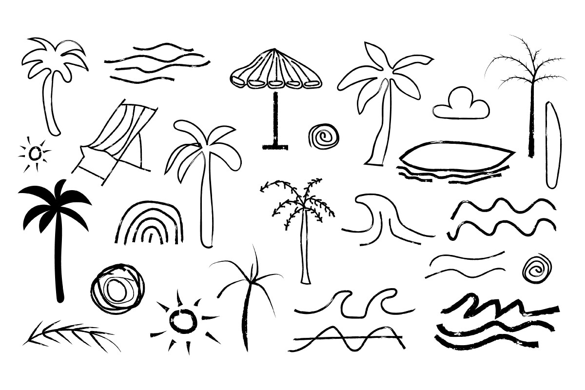 Hand-Drawn Summer Beach Doodles