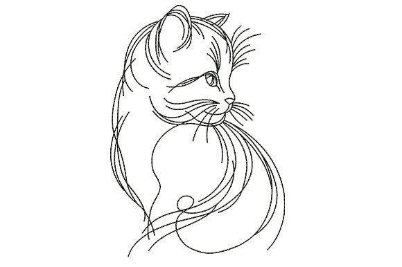 Minimalist Cat Line Art