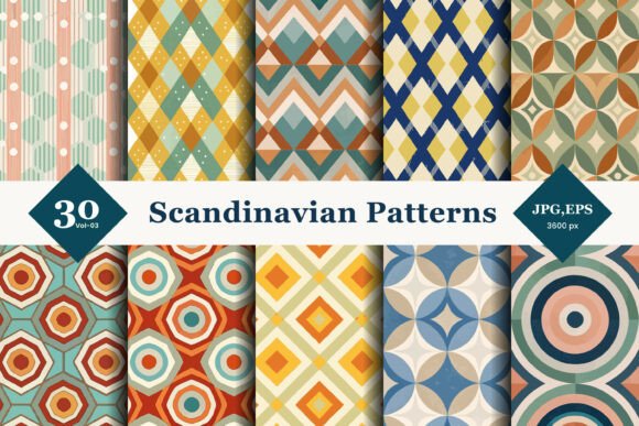 Scandinavian Geometric Seamless Patterns 03