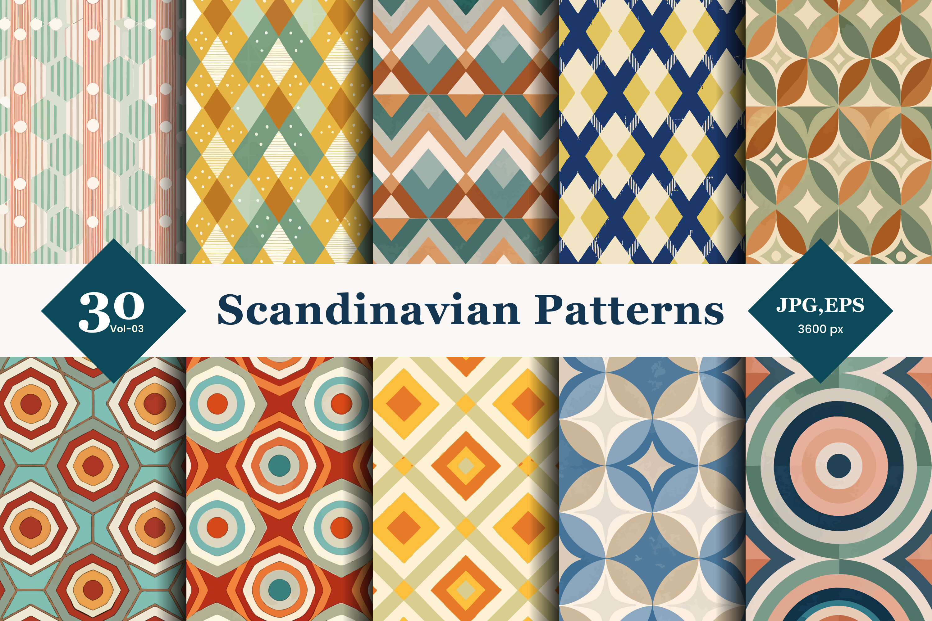 Scandinavian Geometric Seamless Patterns 03