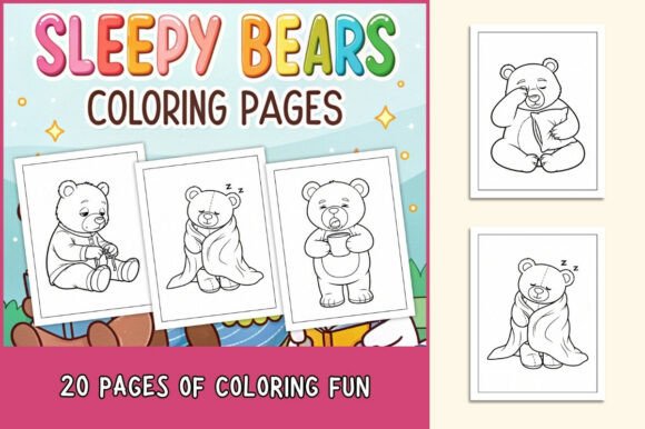 Sleepy Bears Coloring Pages for Kids