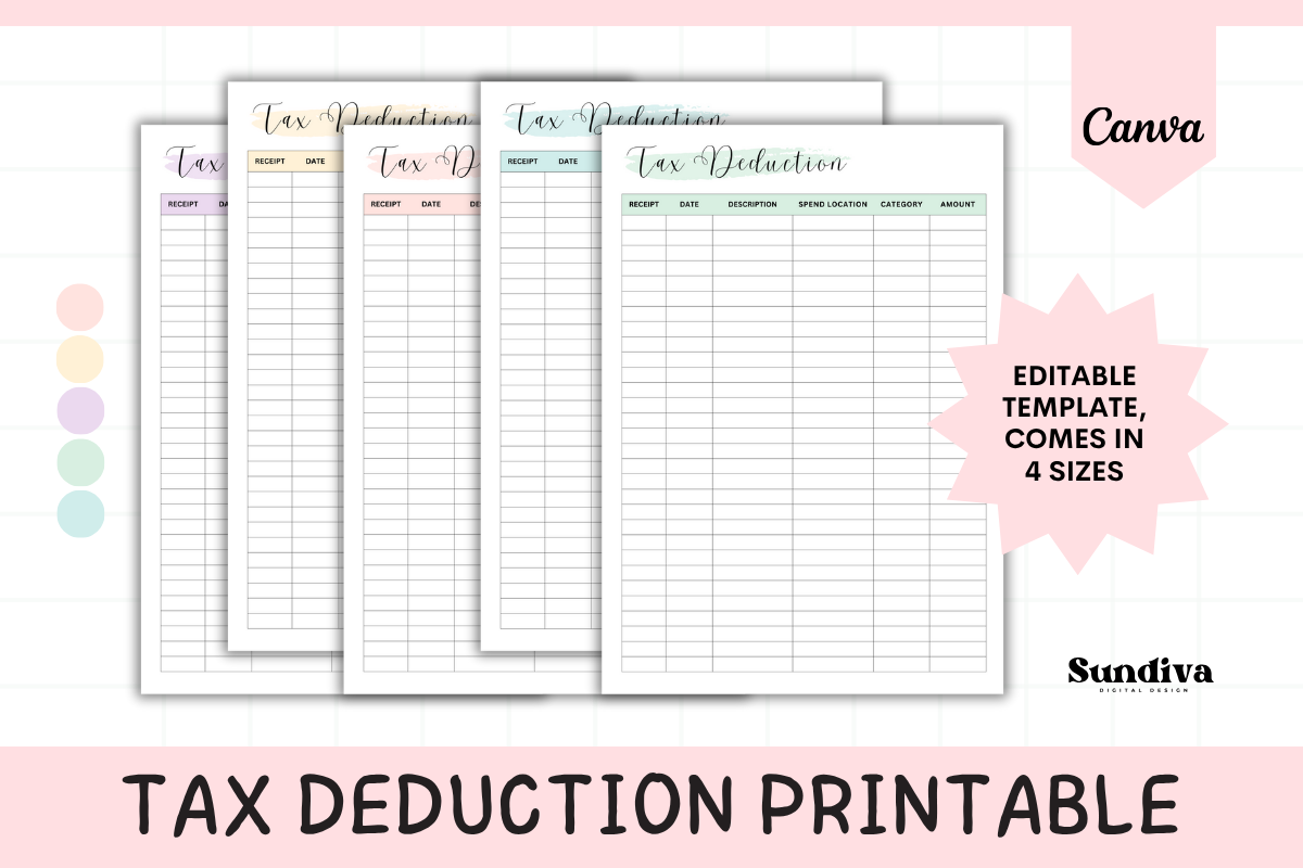 Tax Deduction Tracker Canva Template 4