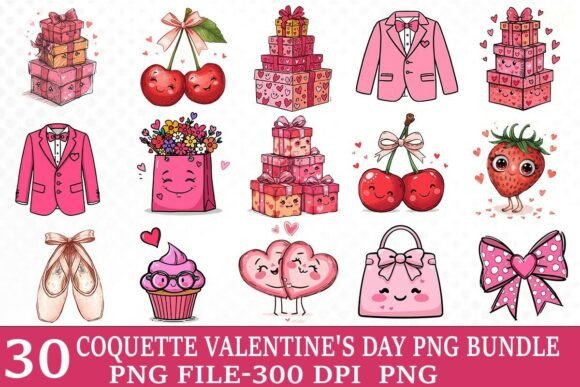 Preview of Vintage Coquette Valentine PNG Bundle Valentine sublimation design