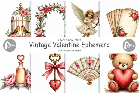 Vintage Valentine Digital Paper Kit