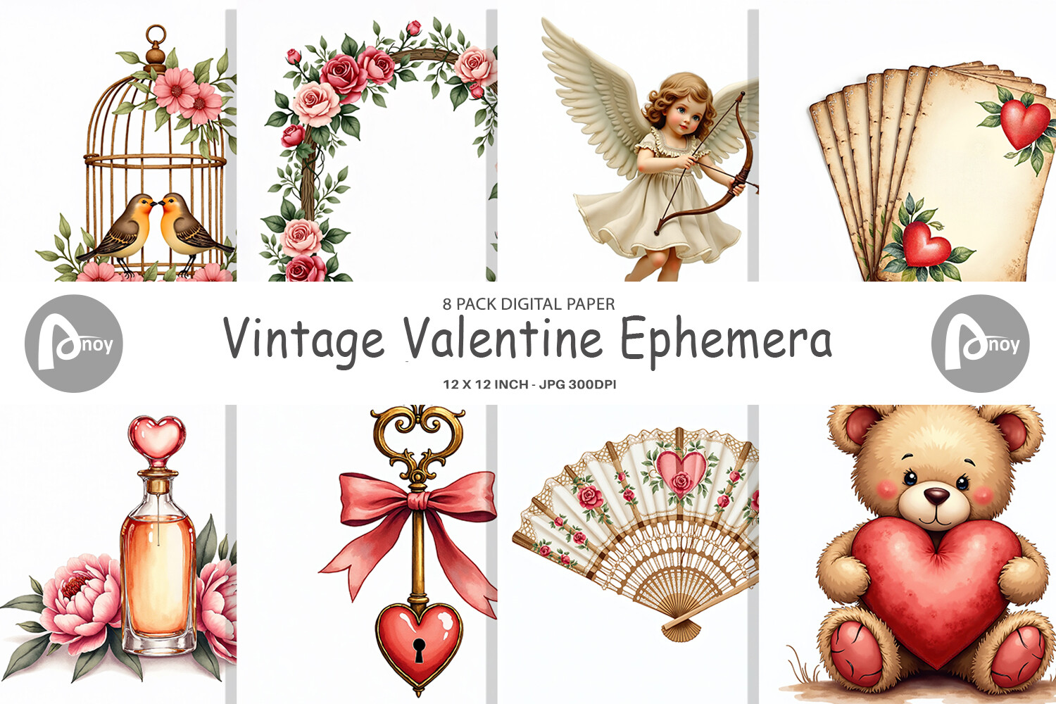 Vintage Valentine Digital Paper Kit
