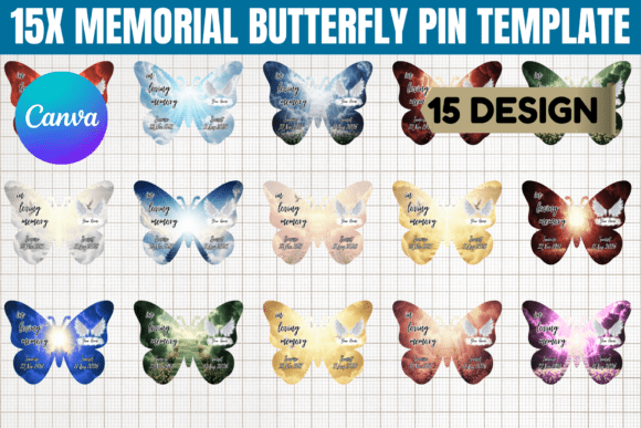 15x Memorial Butterfly Pin Template
