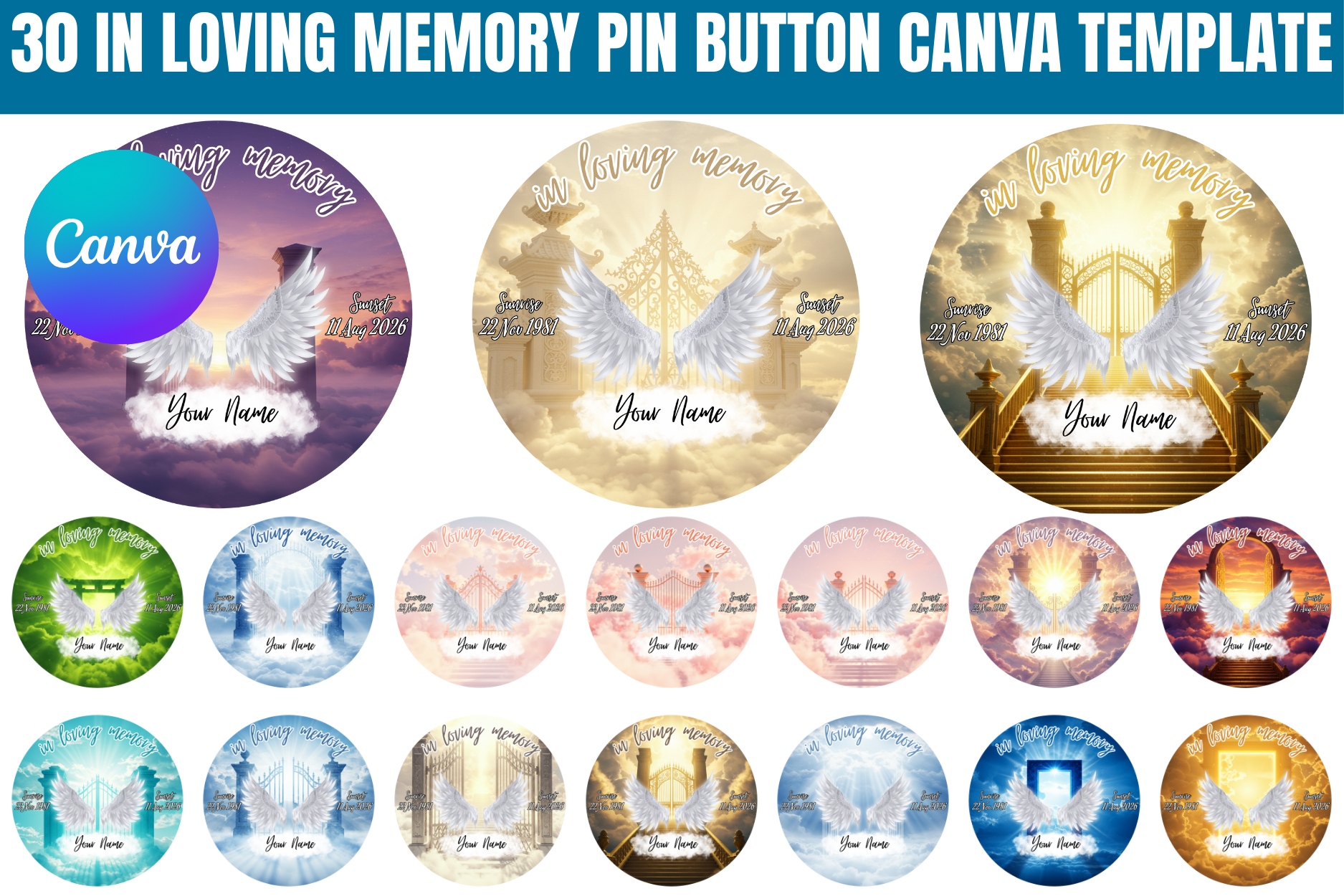 30 in Loving Memory Pin Button Template