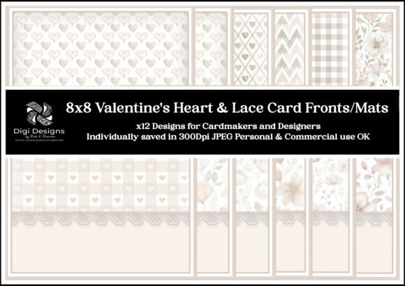 8x8 Valentines Hearts 2 Card Fronts 1-10