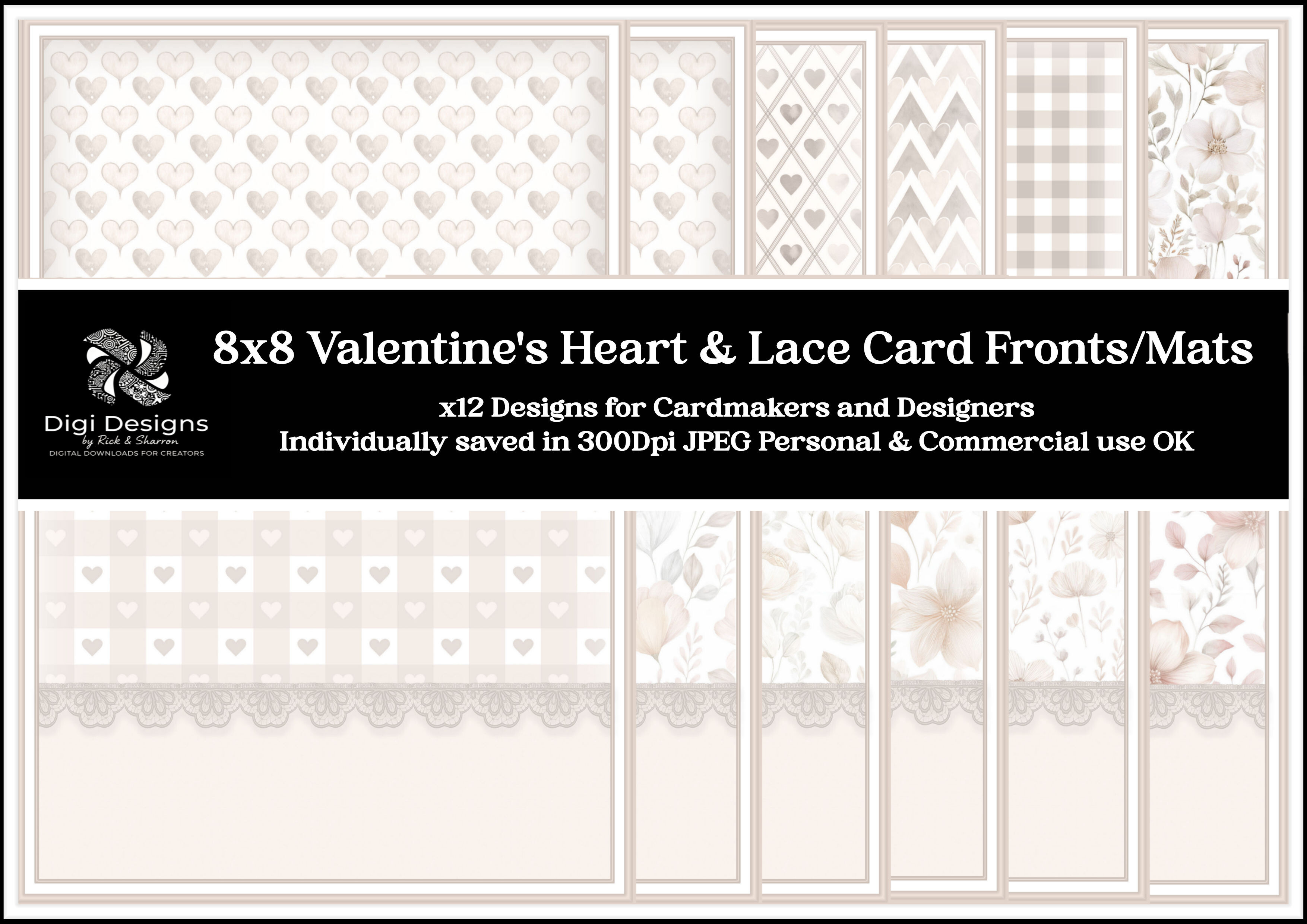8x8 Valentines Hearts 2 Card Fronts 1-10