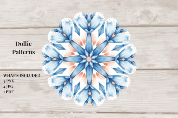 Blue Petal Mandala Doily Set