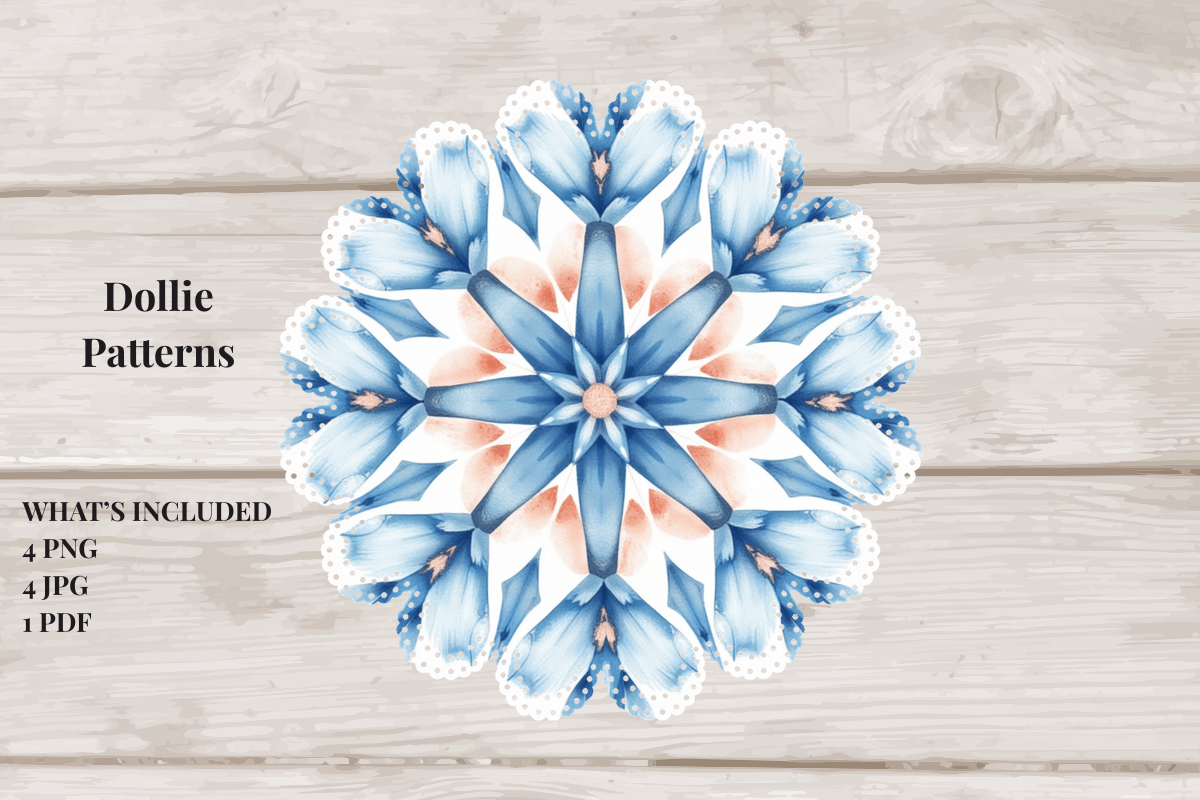 Blue Petal Mandala Doily Set