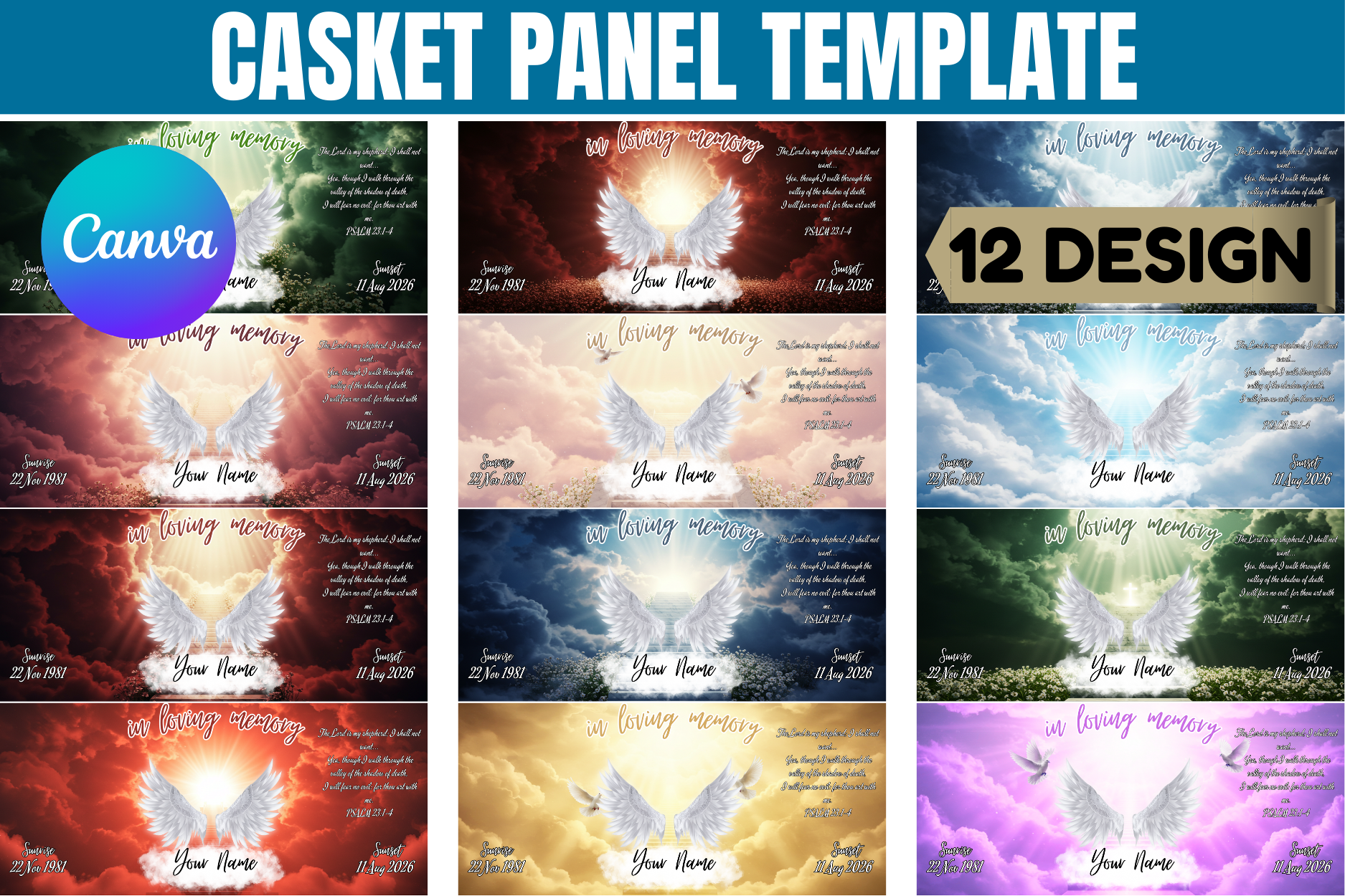 Casket Panel Template, Green Casket Pane