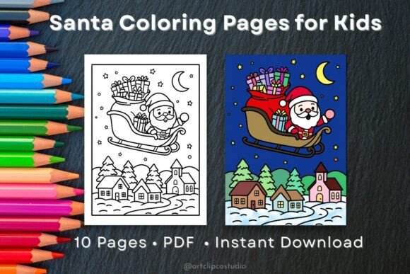 Christmas Santa Coloring Pages for Kids