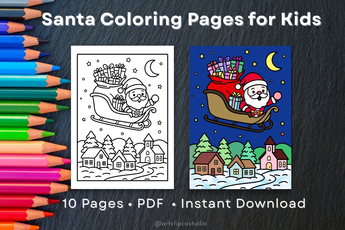 Christmas Santa Coloring Pages for Kids