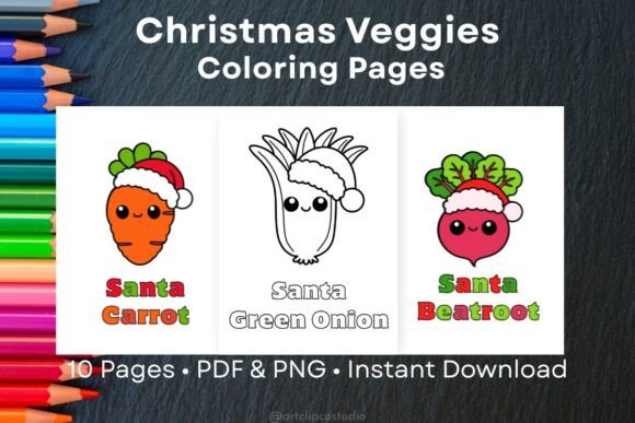 Christmas Santa Veggies Coloring Pages