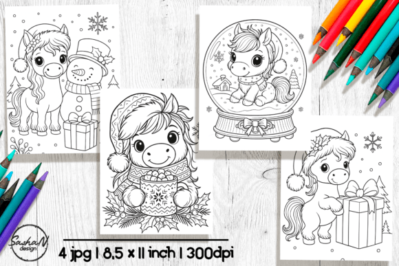 Cute Christmas Pony Coloring Page