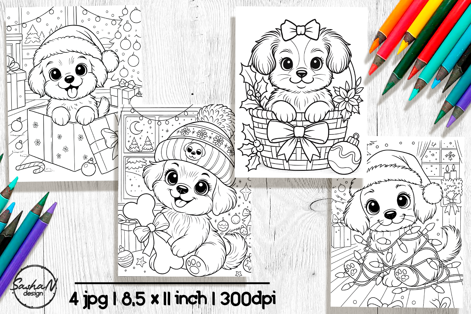 Cute Christmas Puppy Coloring Pages