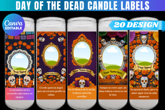 Day of the Dead Candle Labels Template