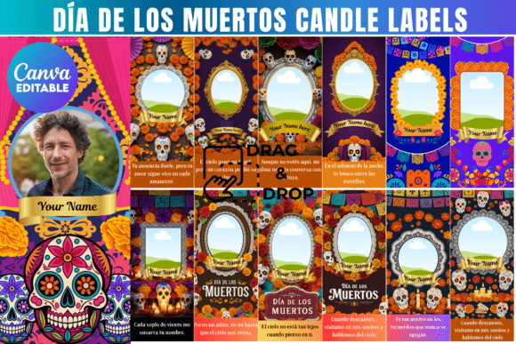 Día De Los Muertos Candle Labels