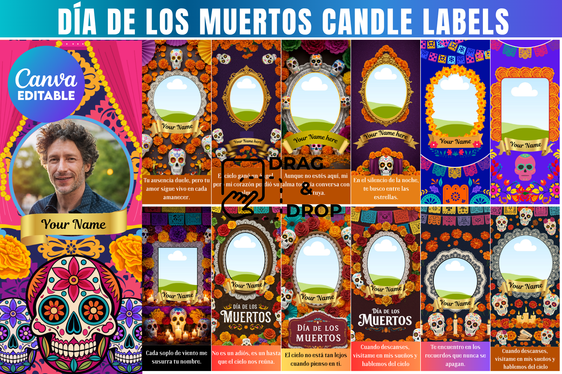 Día De Los Muertos Candle Labels