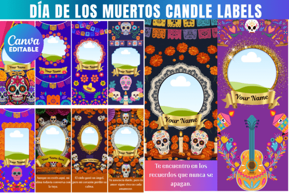 Día De Los Muertos Candle Labels
