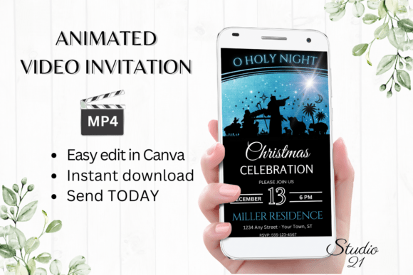 Digital Christmas Holiday Invitation