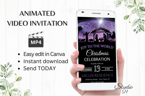 Digital Christmas Holiday Invitation