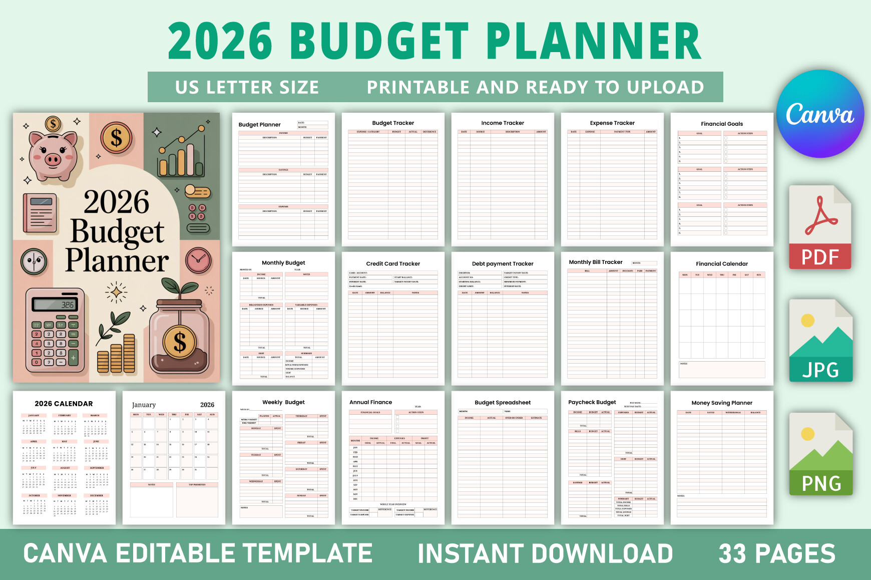 Editable 2026 Budget Planner